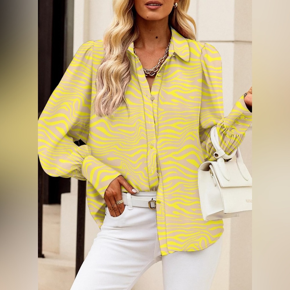 EVALESS Tops Button Down Shirts Print Long Sleeve Blouses for Women Fashion 2025